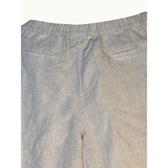 Chicos Plus Size Oatmeal Linen Cropped Pull On Trousers Button Ankle Size 16 - Picture 3 of 13